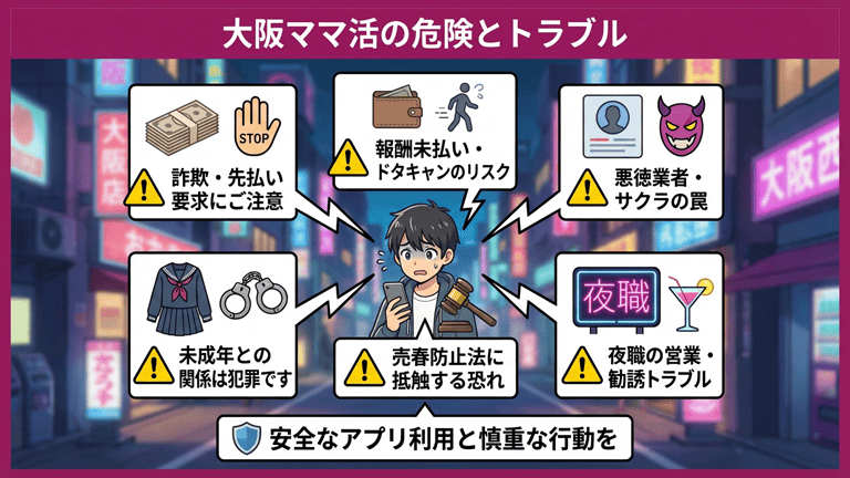 大阪でのママ活で注意すべきトラブルと危険性