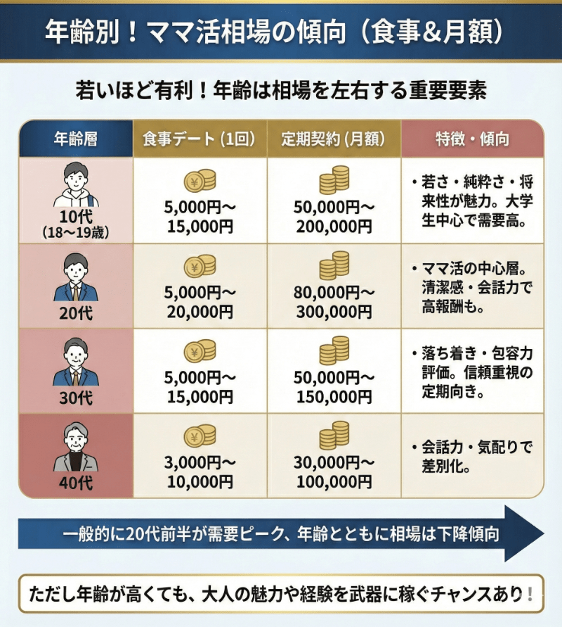 年齢別のママ活相場の傾向