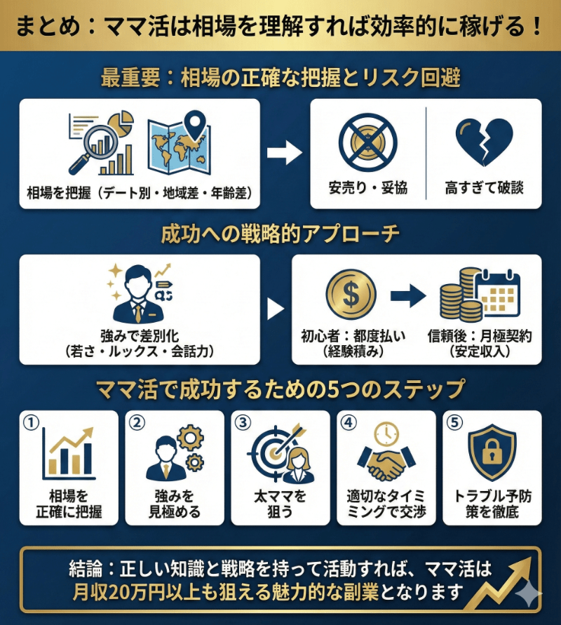 まとめ:ママ活は相場を理解すれば効率的に稼げる