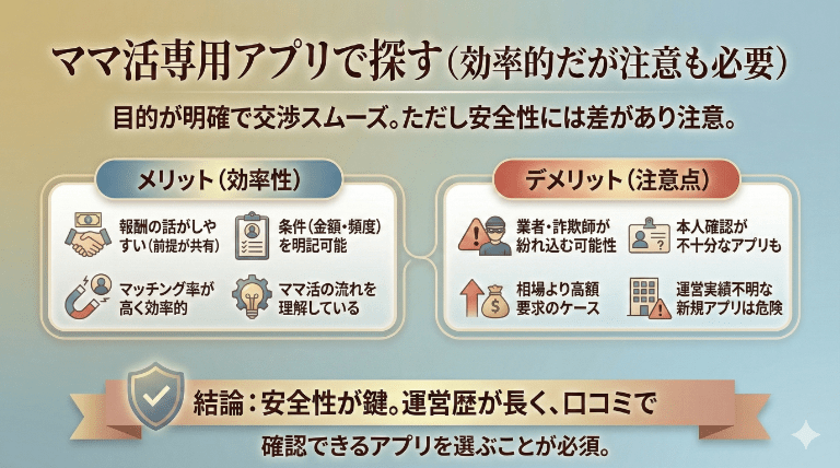ママ活専用アプリで探す(効率的だが注意も必要)