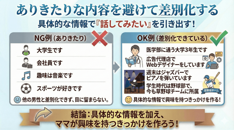 ありきたりな内容を避けて差別化する