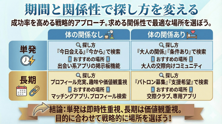 期間と関係性で探し方を変える
